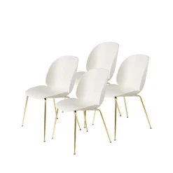 4 Sillas Beetle, Alabaster white-patas de latón*GUBI Online