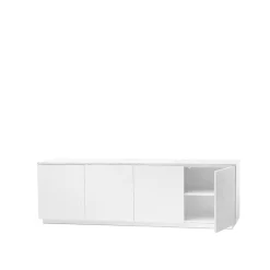 Aparador Beam, Lacado , base blanca, panel superior en mármol carrara*A2 Discount