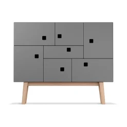 Aparador Peep C1, Slate grey, retro, base de roble*Zweed Clearance