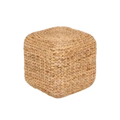 Asiento puf Lily, Natural, jacinto de agua, cuadrado*Dixie Clearance