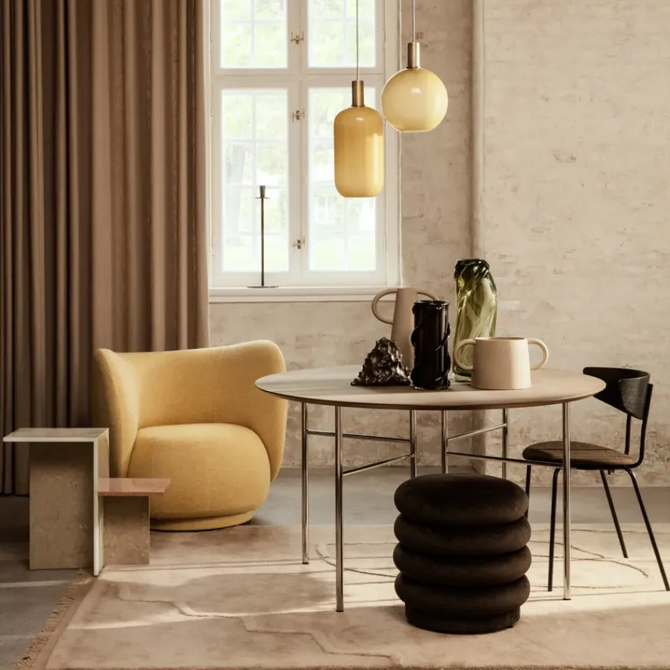 Asiento puf Puff Round, Tela faded velvet 3 forest*Ferm Living Best