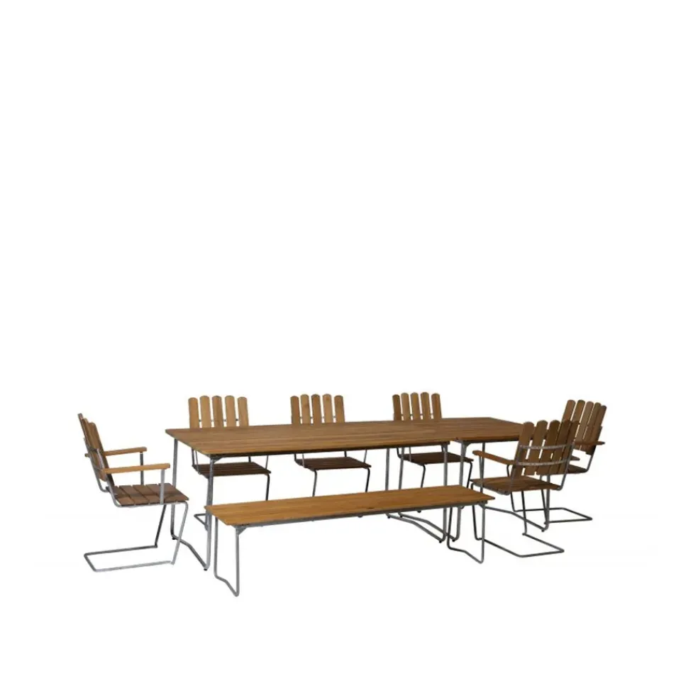 Banco 9, Roble lacado-170 cm-estructura galvanizada en caliente*Grythyttan Stålmöbler Best