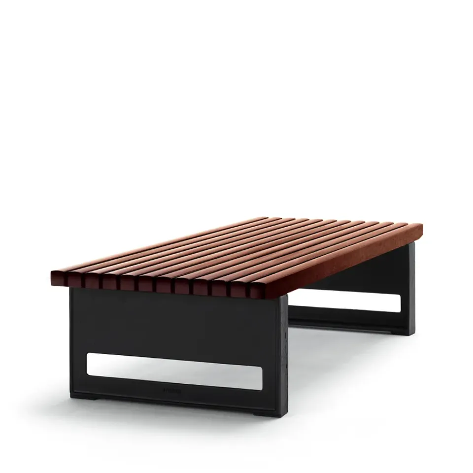Banco Block, Caoba, ancho, soporte negro*Byarums bruk