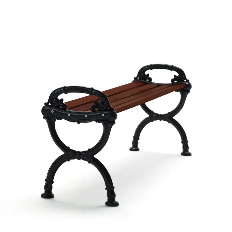 Banco Byarum, Pino barniz marrón, soporte negro*Byarums bruk Outlet