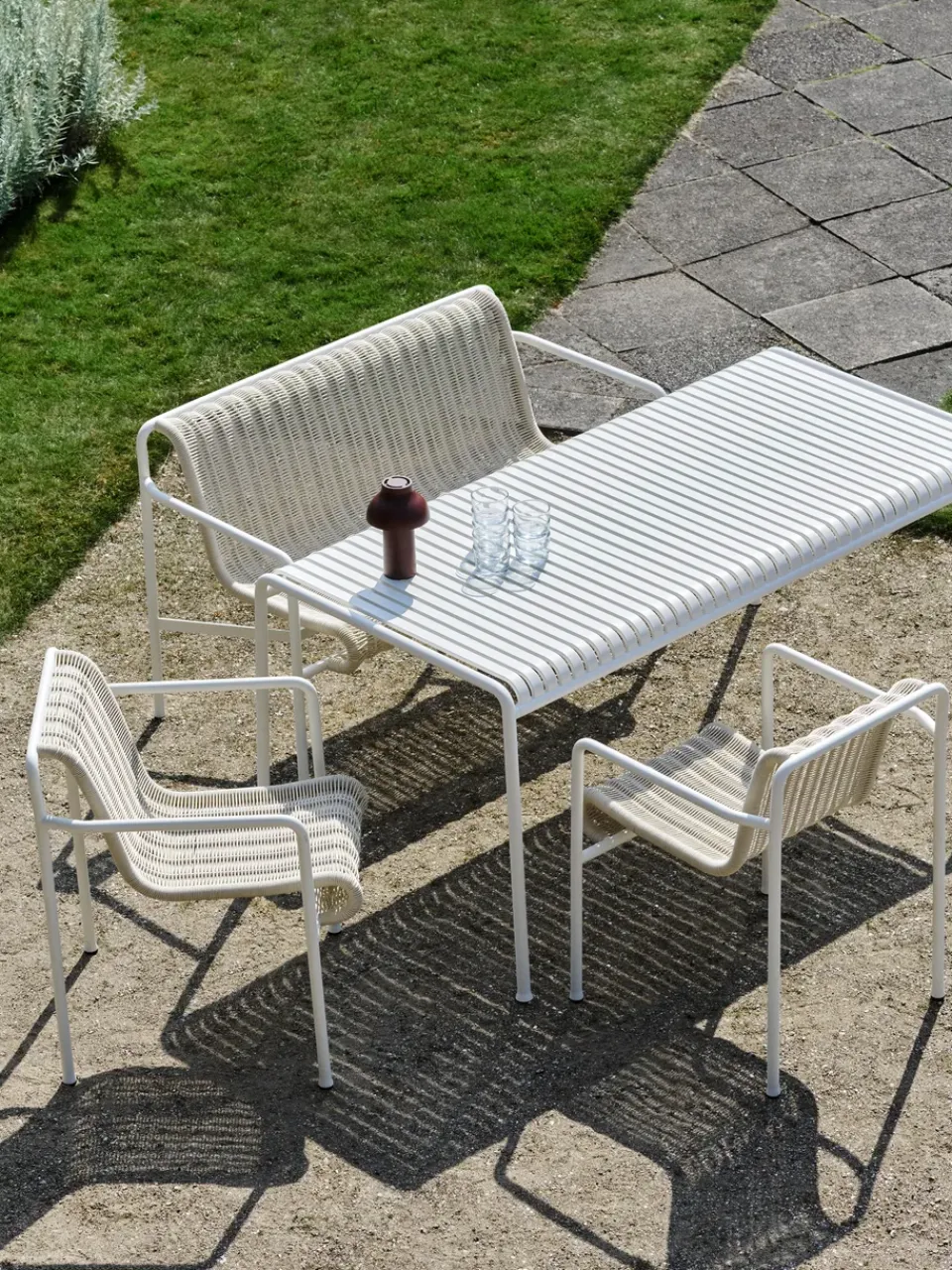 Banco con reposabrazos Palissade Cord Dining, Cream white*HAY Clearance