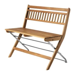 Banco de exterior M24 Lilleø, Teak-acero inoxidable*FDB Møbler