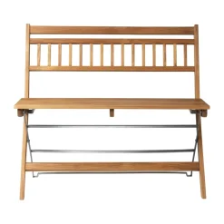 Banco de exterior M24 Lilleø, Teak-acero inoxidable*FDB Møbler