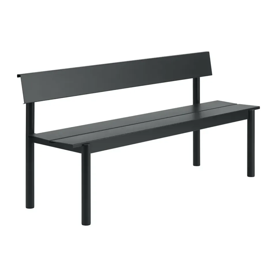 Banco Linear Steel con respaldo, Negro, 170×34 cm*Muuto Online