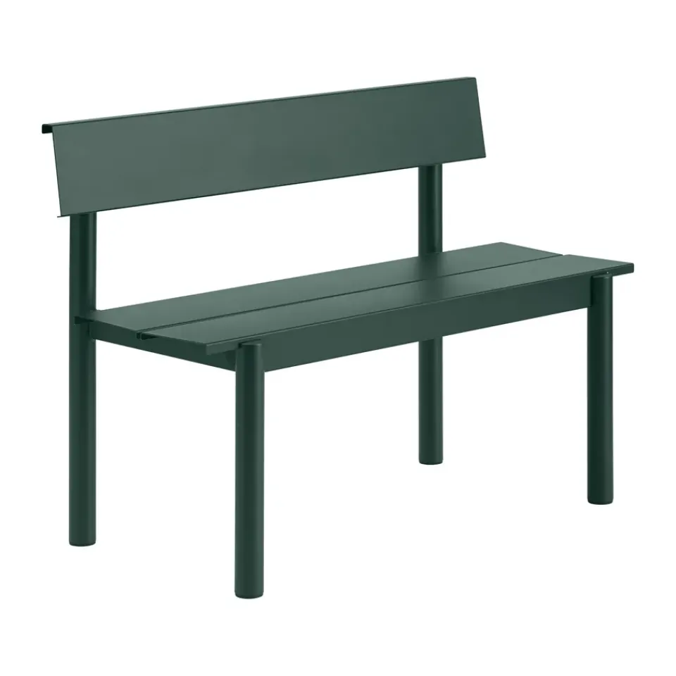 Banco Linear Steel con respaldo, Verde oscuro, 110x34 cm*Muuto Discount
