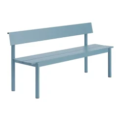 Banco Linear Steel con respaldo, Azul pálido, 170x34 cm*Muuto Hot