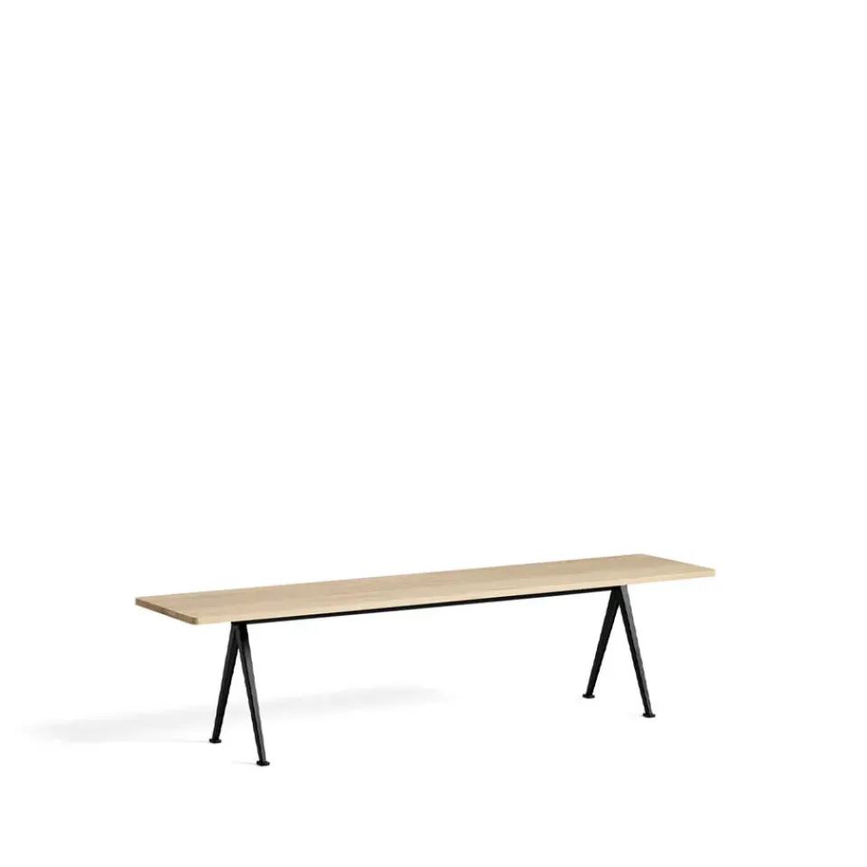 Banco Pyramid, Oak mate lacado-190 cm-estructura de acero negra*HAY Hot
