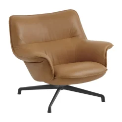 Butaca bajo Doze con base giratoria, Refine leather cognac-black*Muuto
