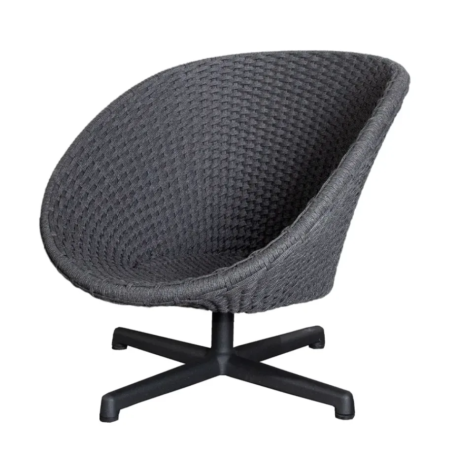 Butaca giratorio Peacock, Dark grey, patas de aluminio*Cane-line New