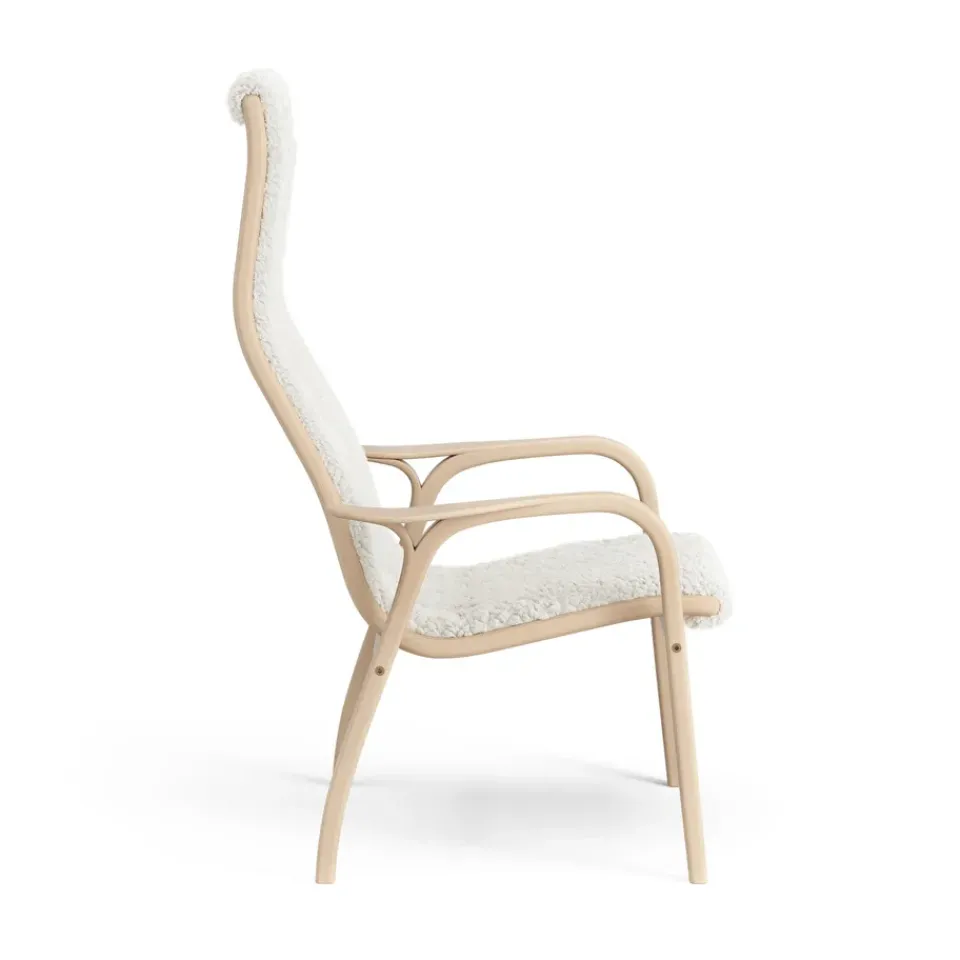 Butaca infantil Lamini haya lacada/piel de oveja, Offwhite (blanco)*Swedese Outlet