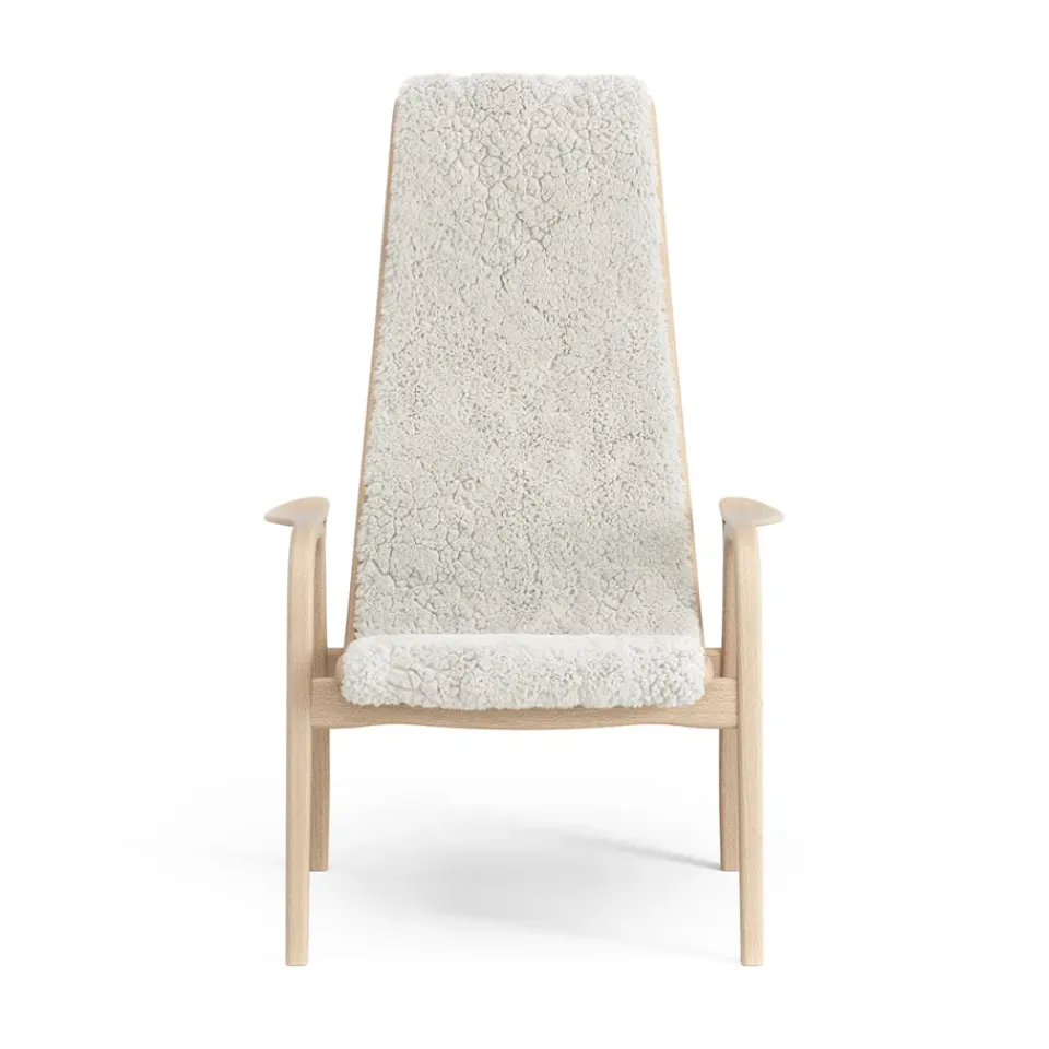 Butaca infantil Lamini haya lacada/piel de oveja, Offwhite (blanco)*Swedese Outlet
