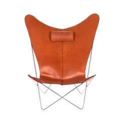 Butaca KS Chair, cuero avellana, estructura de acero inoxidable*OX Denmarq Sale