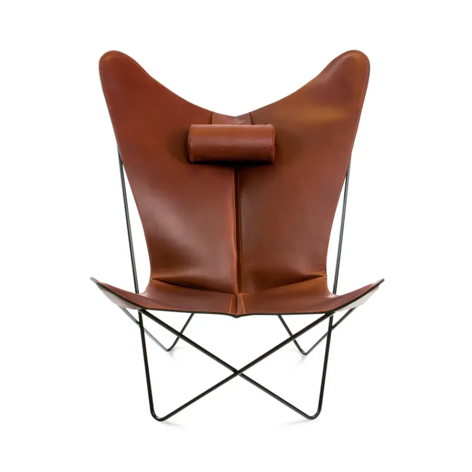 Butaca KS Chair, cuero coñac, estructura negra*OX Denmarq Discount