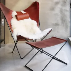 Butaca KS Chair, cuero coñac, estructura negra*OX Denmarq Discount