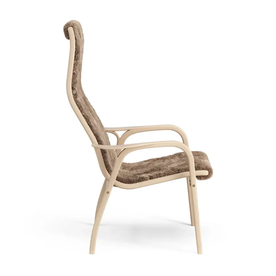 Butaca Lamino haya lacada/piel de oveja, Sahara (marrón turrón)*Swedese Clearance