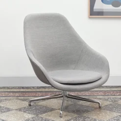 Butaca lounge About a Lounge 91, piel black, estructura de aluminio negra*HAY Online