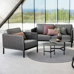 Butaca Lounge Encore, airtouch lava grey/dark grey, incl. cojines*Cane-line Outlet