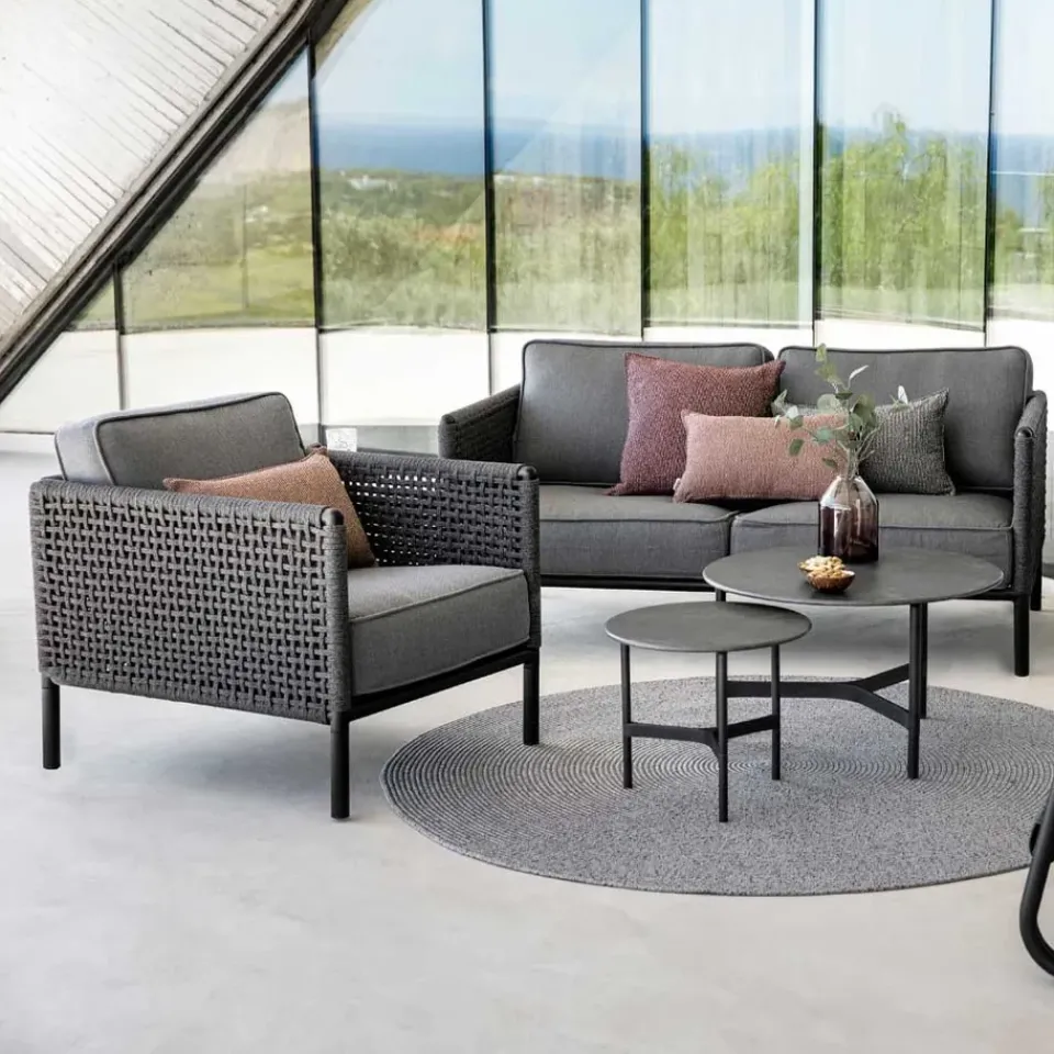 Butaca Lounge Encore, airtouch lava grey/dark grey, incl. cojines*Cane-line Outlet