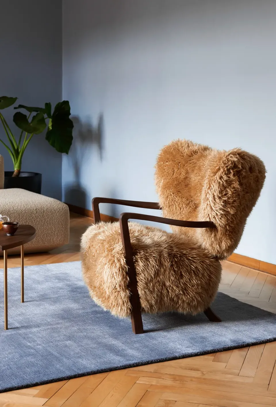 Butaca Lounge Wulff Lounge Chair ATD2, Nogal tratado-Sheepskin honey*&Tradition Best