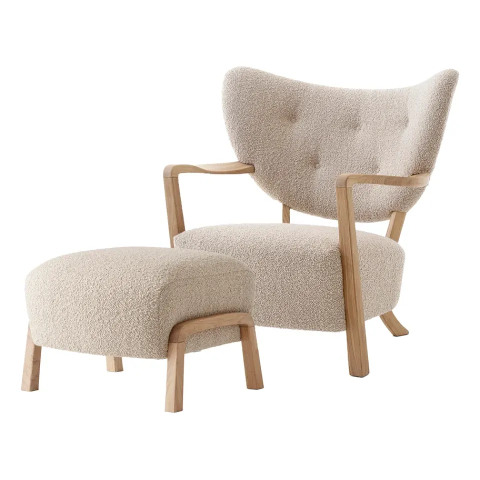Butaca Lounge Wulff Lounge Chair ATD2 incl. puf ATD3, roble aceitado-Karakorum*&Tradition Online