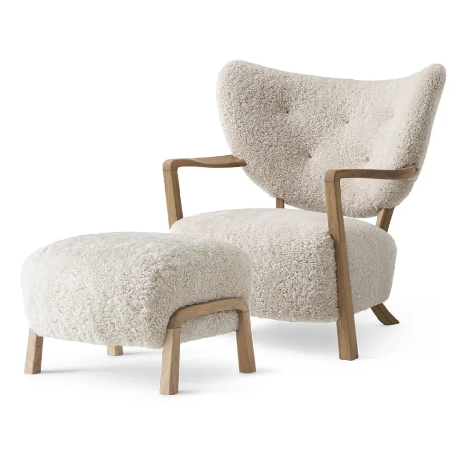 Butaca Lounge Wulff Lounge Chair ATD2 incl. puf ATD3, roble aceitado-Moonlight*&Tradition Best