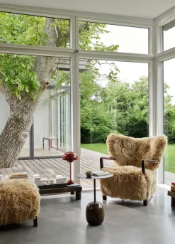 Butaca Lounge Wulff Lounge Chair ATD2 incl. puf ATD3, Nogal tratado-Sheepskin honey*&Tradition Sale