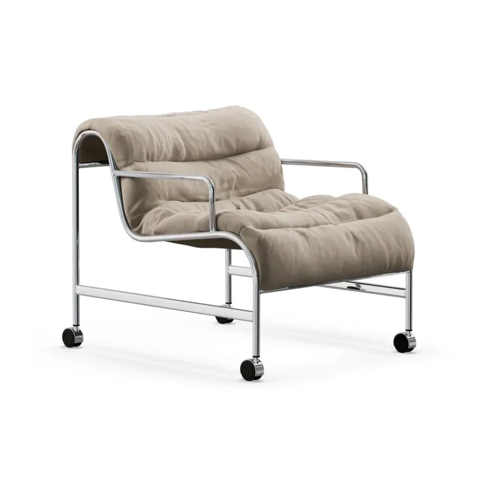 Butaca Sunny con reposabrazos, Mauro Putty–estructura cromada con ruedas*Lammhults Hot