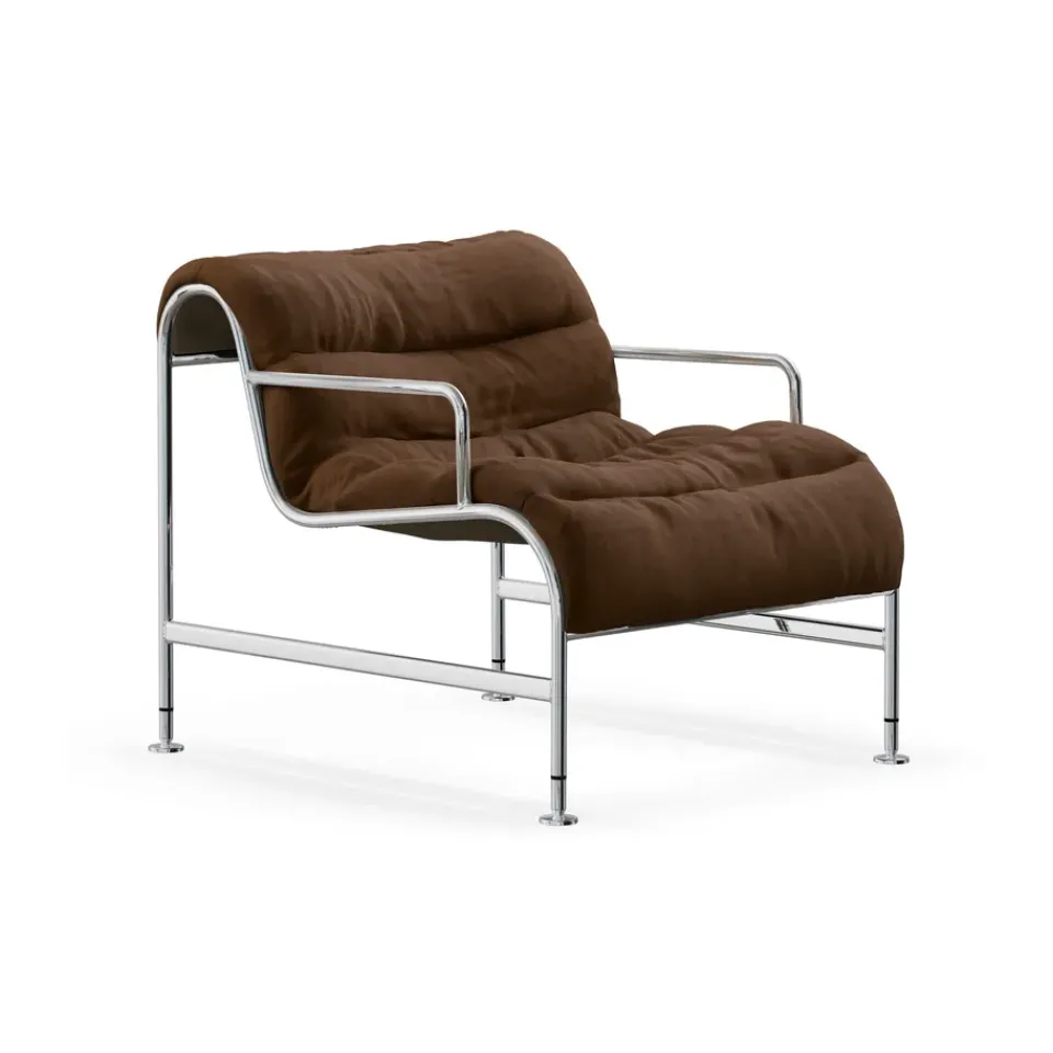 Butaca Sunny con reposabrazos, Vidar marrón-cromado soporte*Lammhults Discount