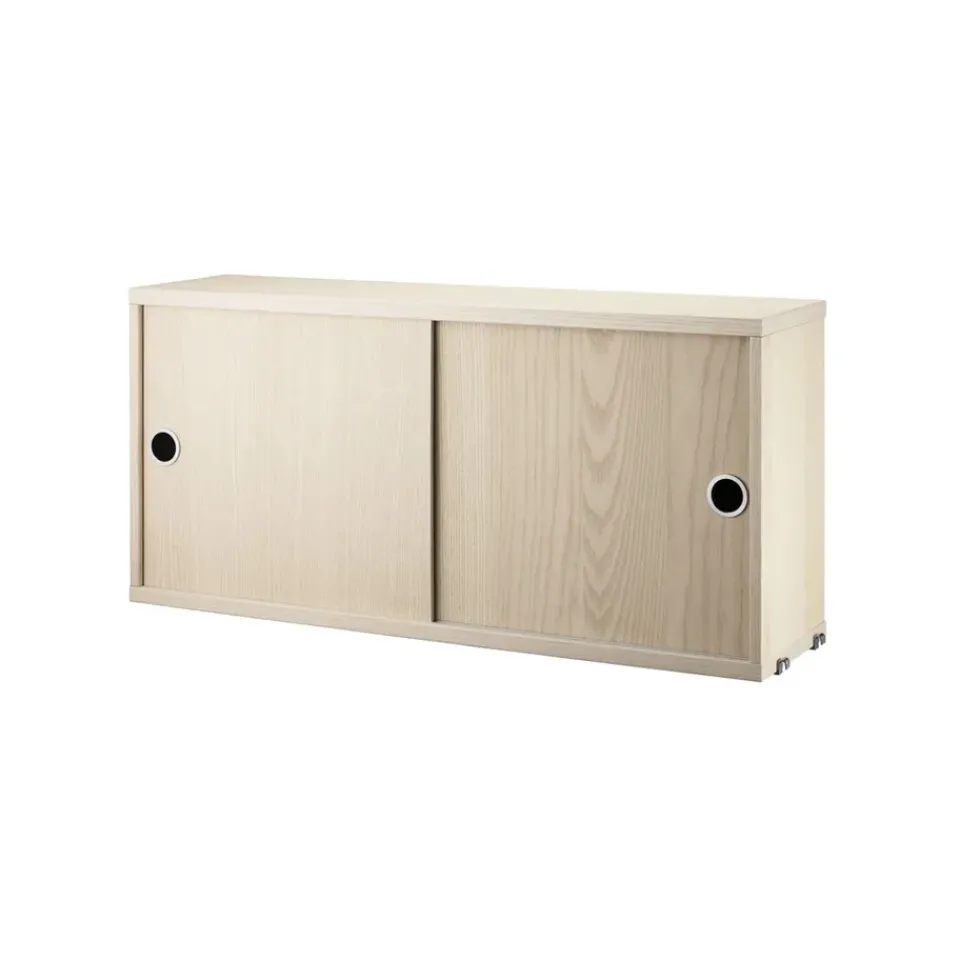 Cabinet con puertas correderas , Chapa de fresno, 78x20 cm*String Hot