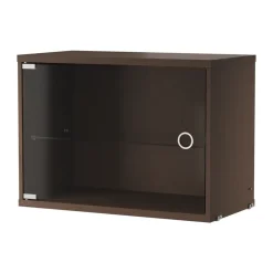 Cabinet vitrina con puertas correderas de cristal , Roble oscuro, 58x30 cm*String Sale