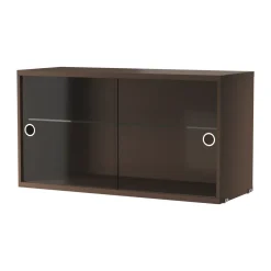Cabinet vitrina con puertas correderas de cristal , Roble oscuro, 78×30 cm*String Sale