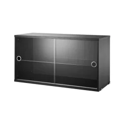 Cabinet vitrina con puertas correderas de cristal , Fresno teñido de , 78x30 cm*String