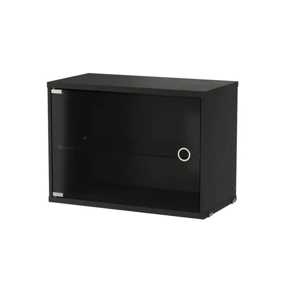 Cabinet vitrina con puertas correderas de cristal , Fresno teñido de , 58x30 cm*String Online