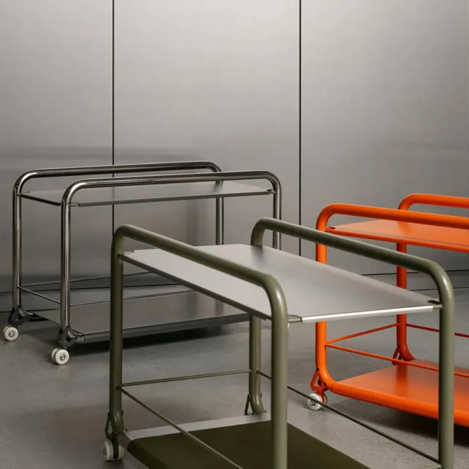 Carrito con ruedas Tension, Grey green-acero inoxidable*Lammhults Clearance