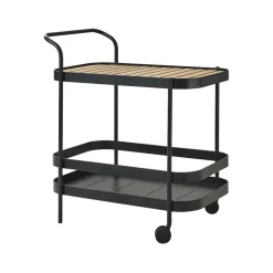 Carrito Roll, Lava grey, incl. tablero de mesa teca*Cane-line Best