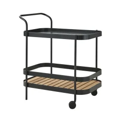 Carrito Roll, Lava grey, incl. tablero de mesa teca*Cane-line Best