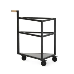 Carro con ruedas Move, Roble teñido de , big, mármol marquina, vidrio*A2 Hot
