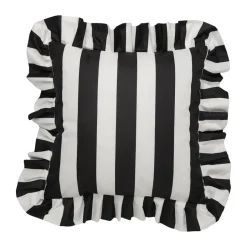 Cojín con volantes Outdoor 45x45 cm, Black-white*Garden Glory Clearance