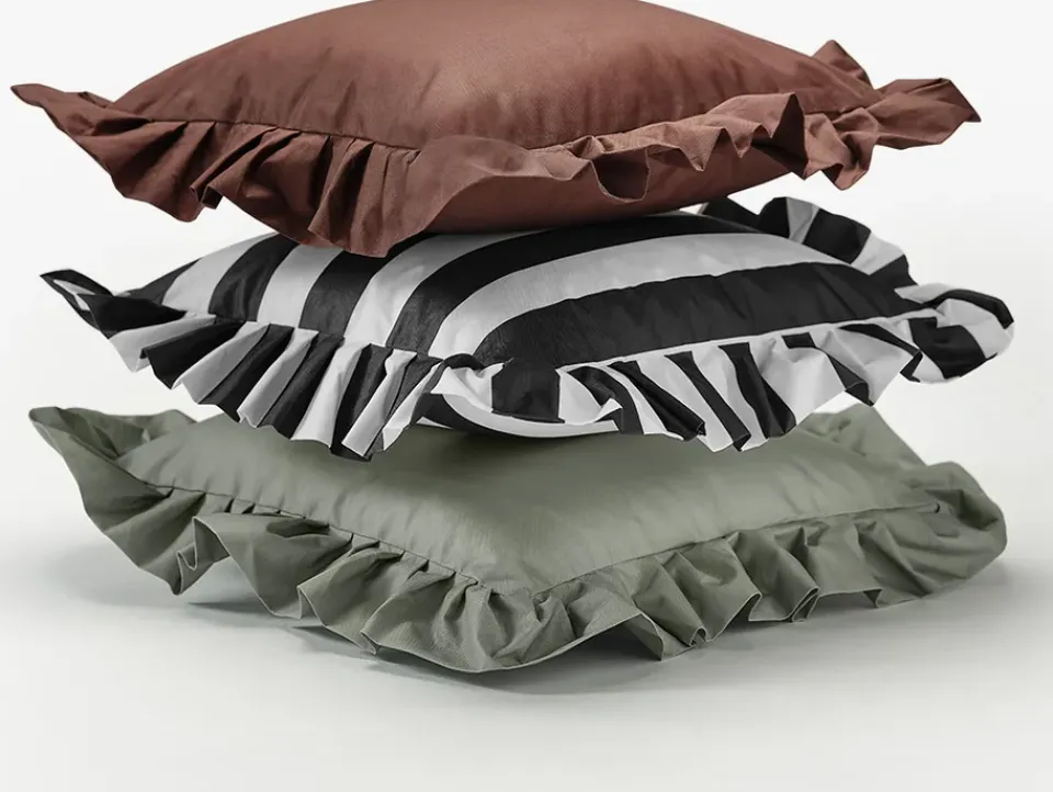 Cojín con volantes Outdoor 45x45 cm, Black-white*Garden Glory Clearance