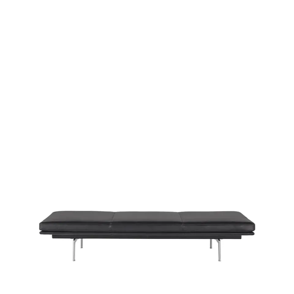 Diván Outline, Refine leather black-Aluminium*Muuto Sale
