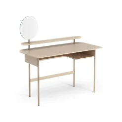 Escritorio Luna con estante y espejo, Roble pigmentado blanco*Swedese Discount