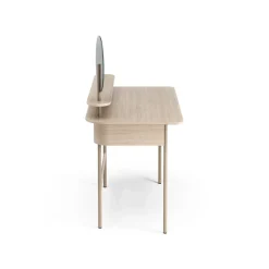 Escritorio Luna con estante y espejo, Roble pigmentado blanco*Swedese Discount