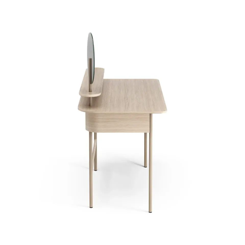 Escritorio Luna con estante y espejo, Roble pigmentado blanco*Swedese Discount