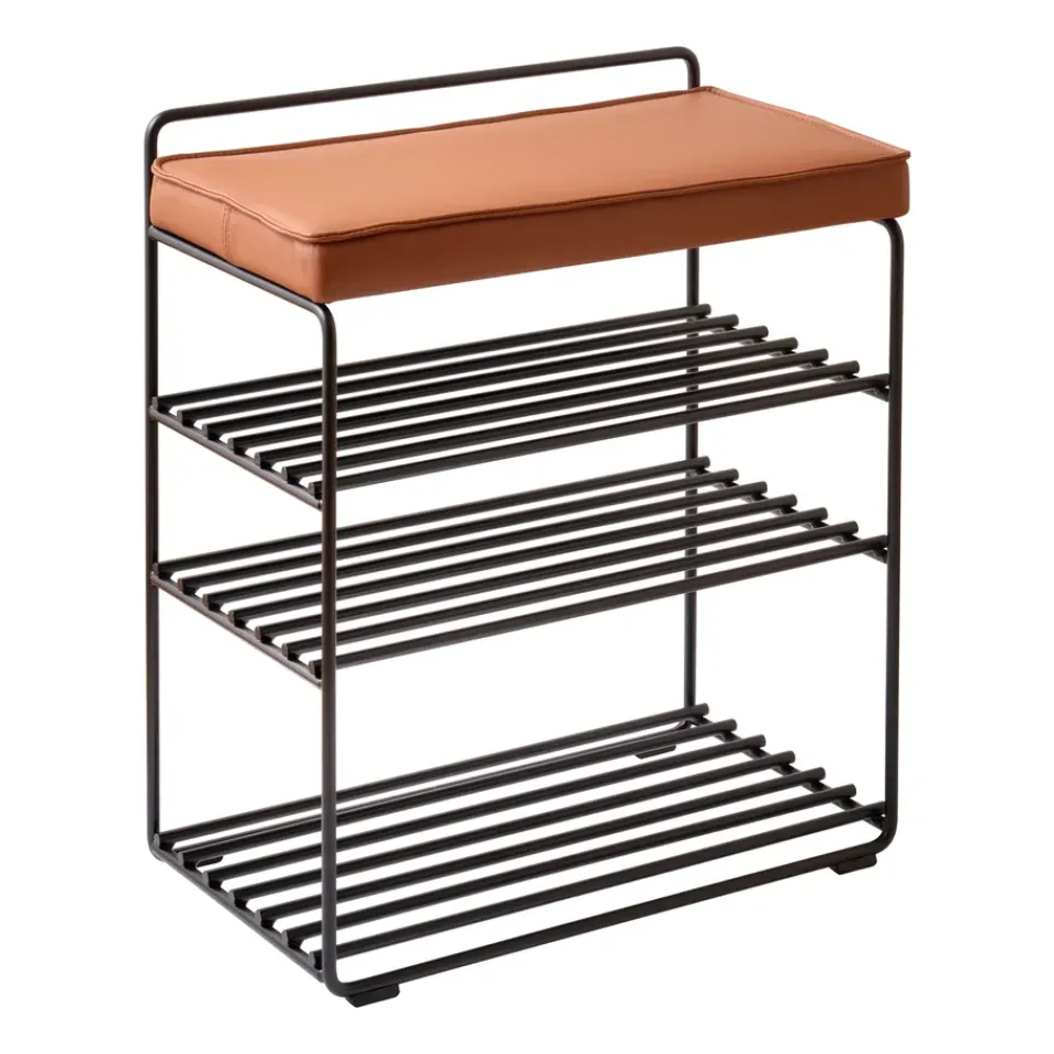 Estantería-Taburete Lower East Seat 50x28x58 cm, Black-cognac leather*Maze Sale