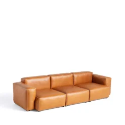 Mags Soft Low sofá de 3 plazas, Sense cognac-costura gris claro*HAY Online