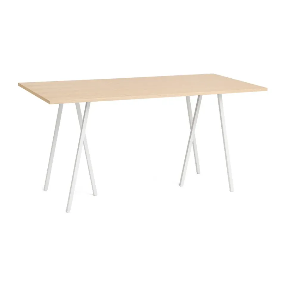Mesa alta Loop Stand incl. support 92,5x200 cm, White-clear lacq. oak*HAY New